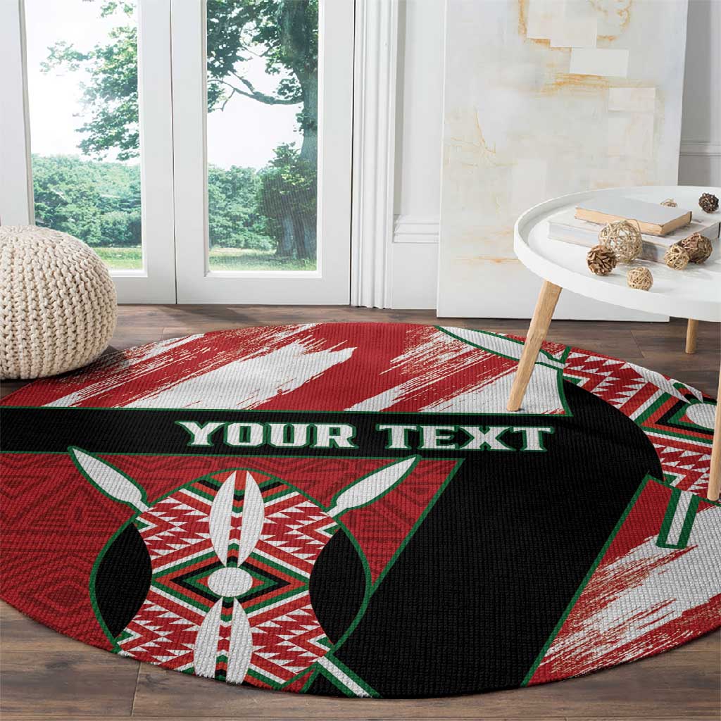 Custom Kenya Rugby Sevens Round Carpet Maasai Shield With African Pattern LT14