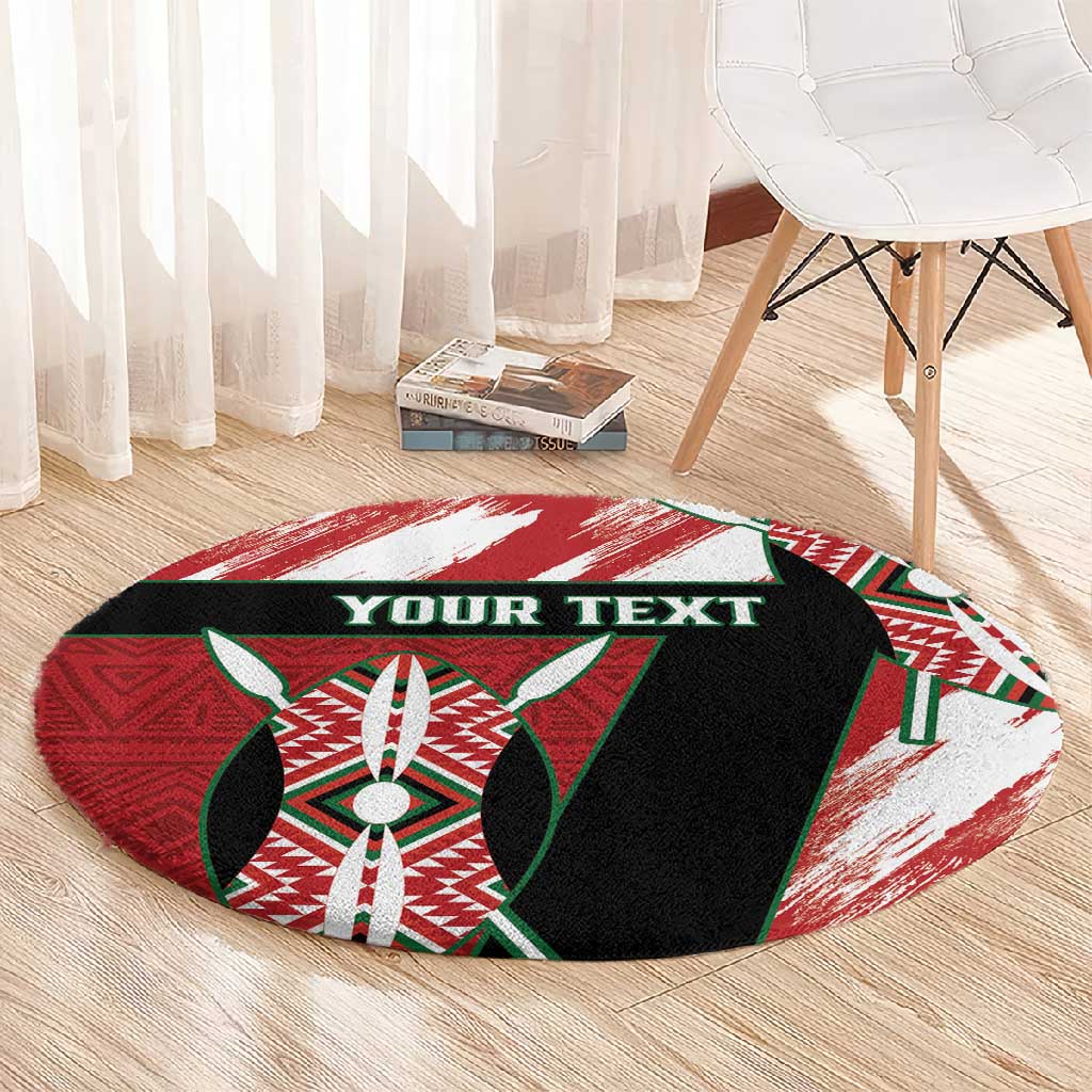 Custom Kenya Rugby Sevens Round Carpet Maasai Shield With African Pattern LT14