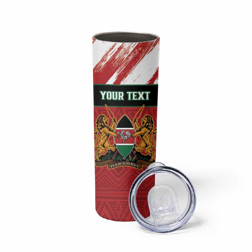 Custom Kenya Rugby Sevens Skinny Tumbler Maasai Shield With African Pattern LT14