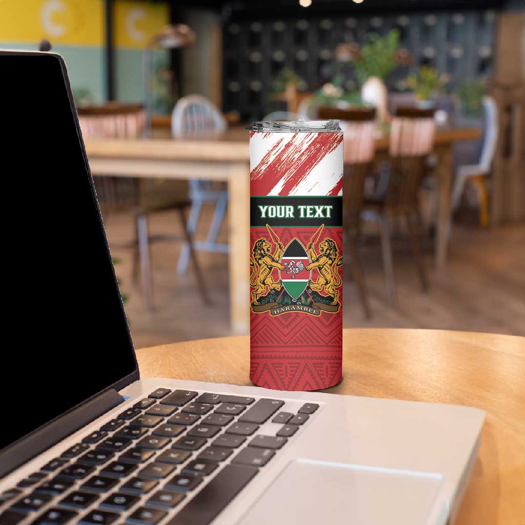 Custom Kenya Rugby Sevens Skinny Tumbler Maasai Shield With African Pattern LT14