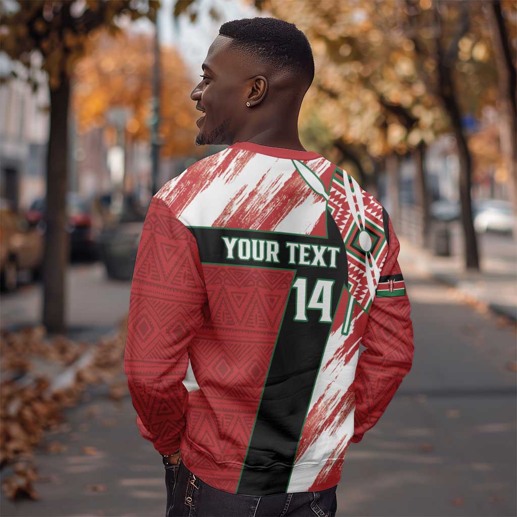 Custom Kenya Rugby Sevens Sweatshirt Maasai Shield With African Pattern LT14