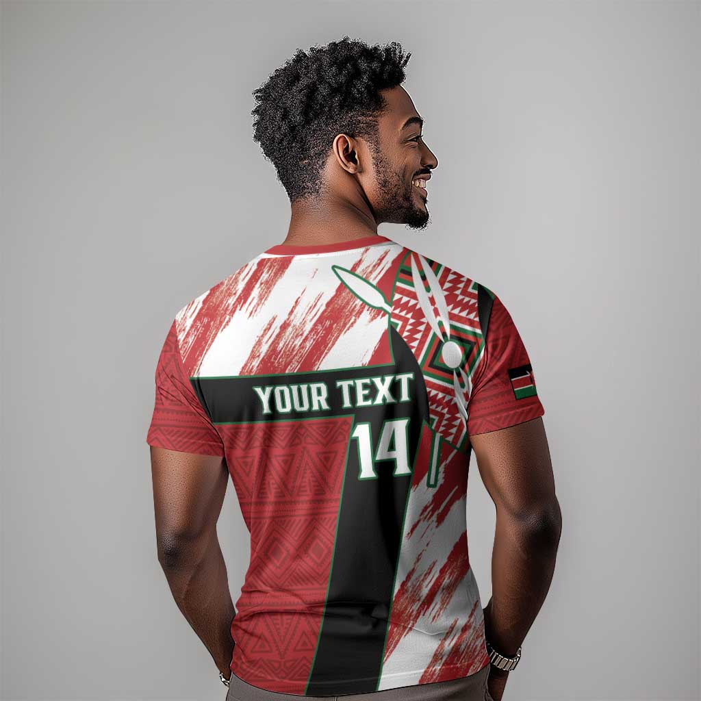 Custom Kenya Rugby Sevens T shirt Maasai Shield With African Pattern LT14
