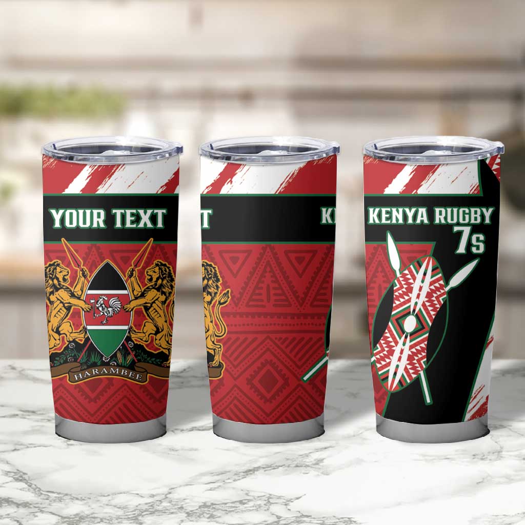 Custom Kenya Rugby Sevens Tumbler Cup Maasai Shield With African Pattern LT14