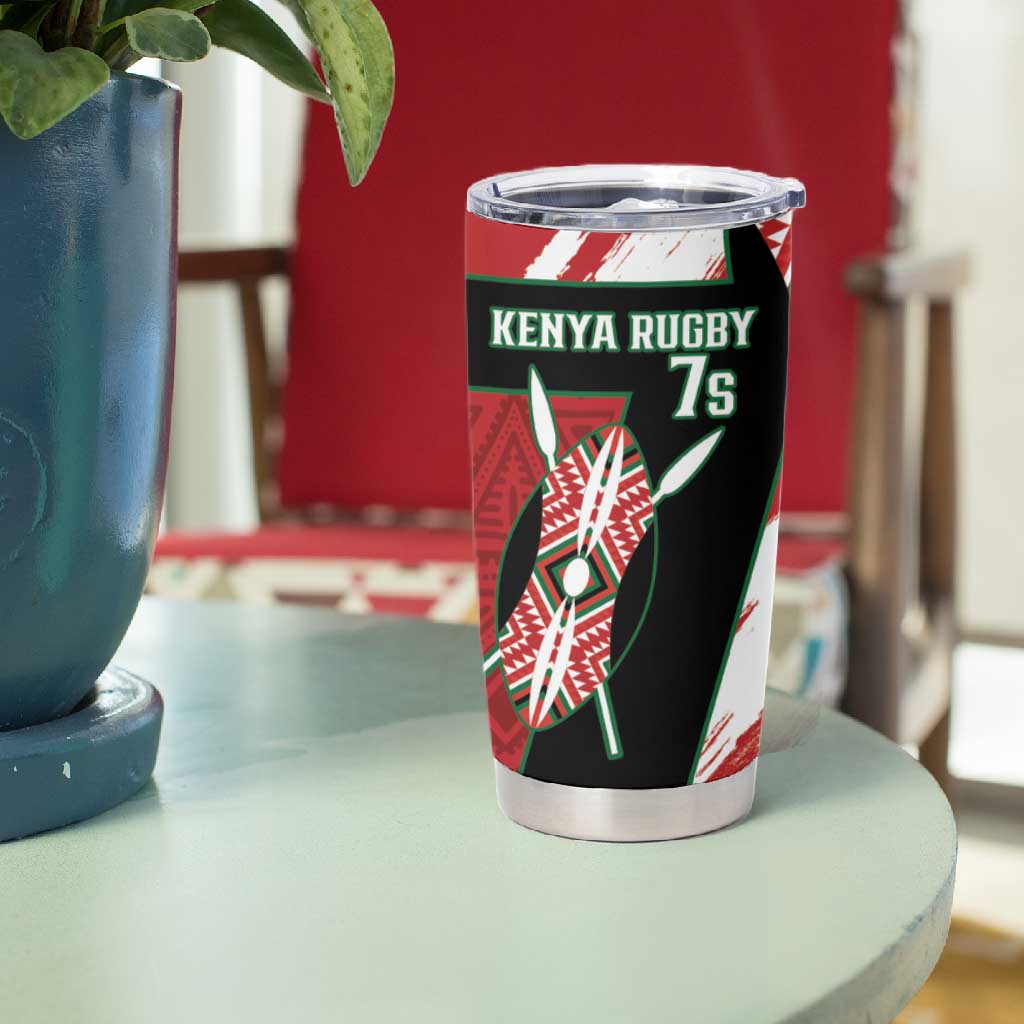 Custom Kenya Rugby Sevens Tumbler Cup Maasai Shield With African Pattern LT14