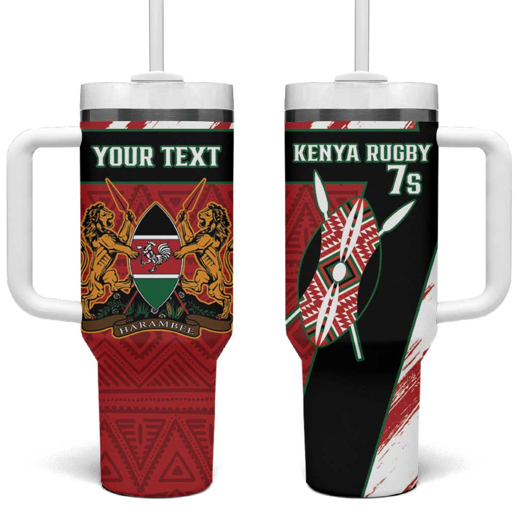 Custom Kenya Rugby Sevens Tumbler With Handle Maasai Shield With African Pattern LT14