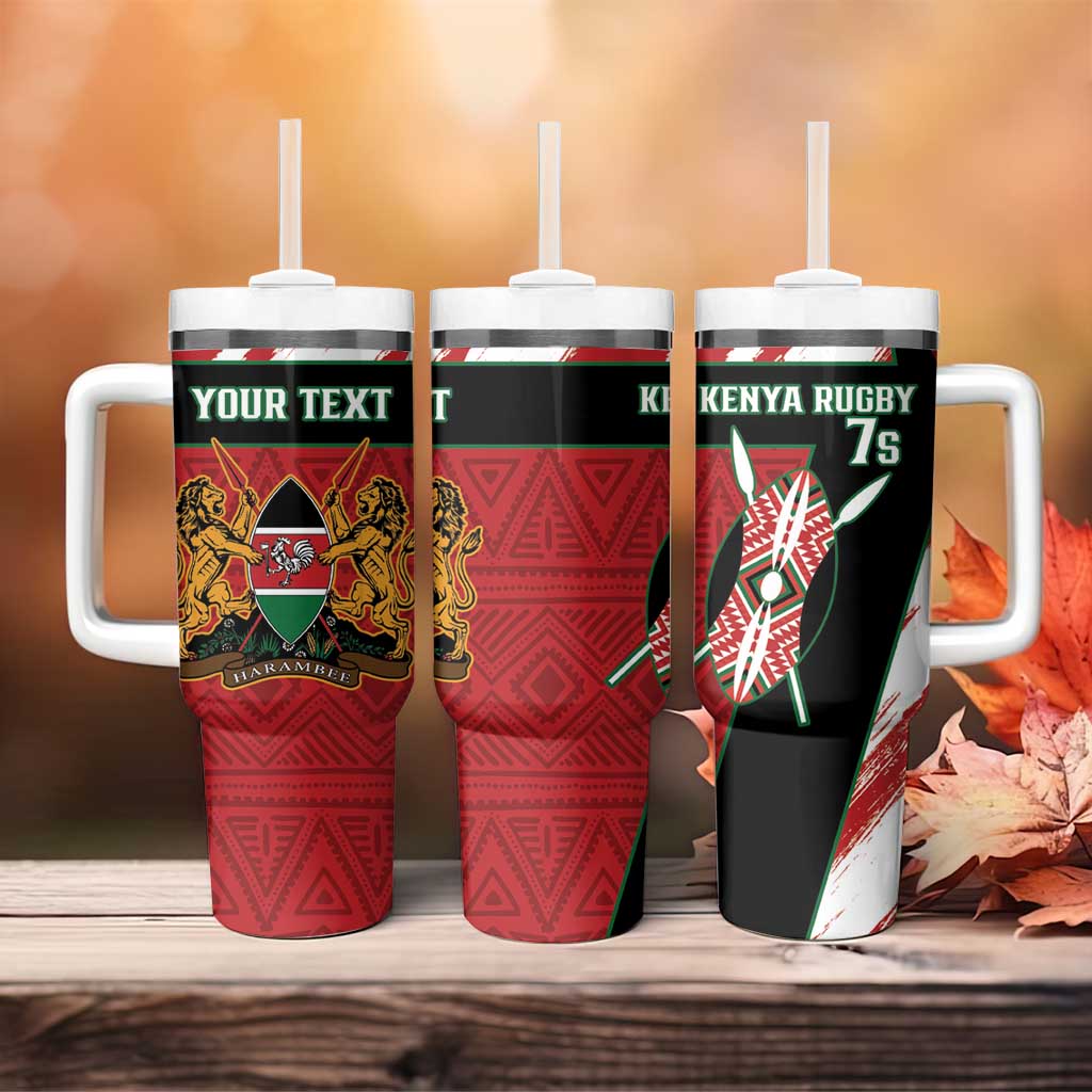 Custom Kenya Rugby Sevens Tumbler With Handle Maasai Shield With African Pattern LT14