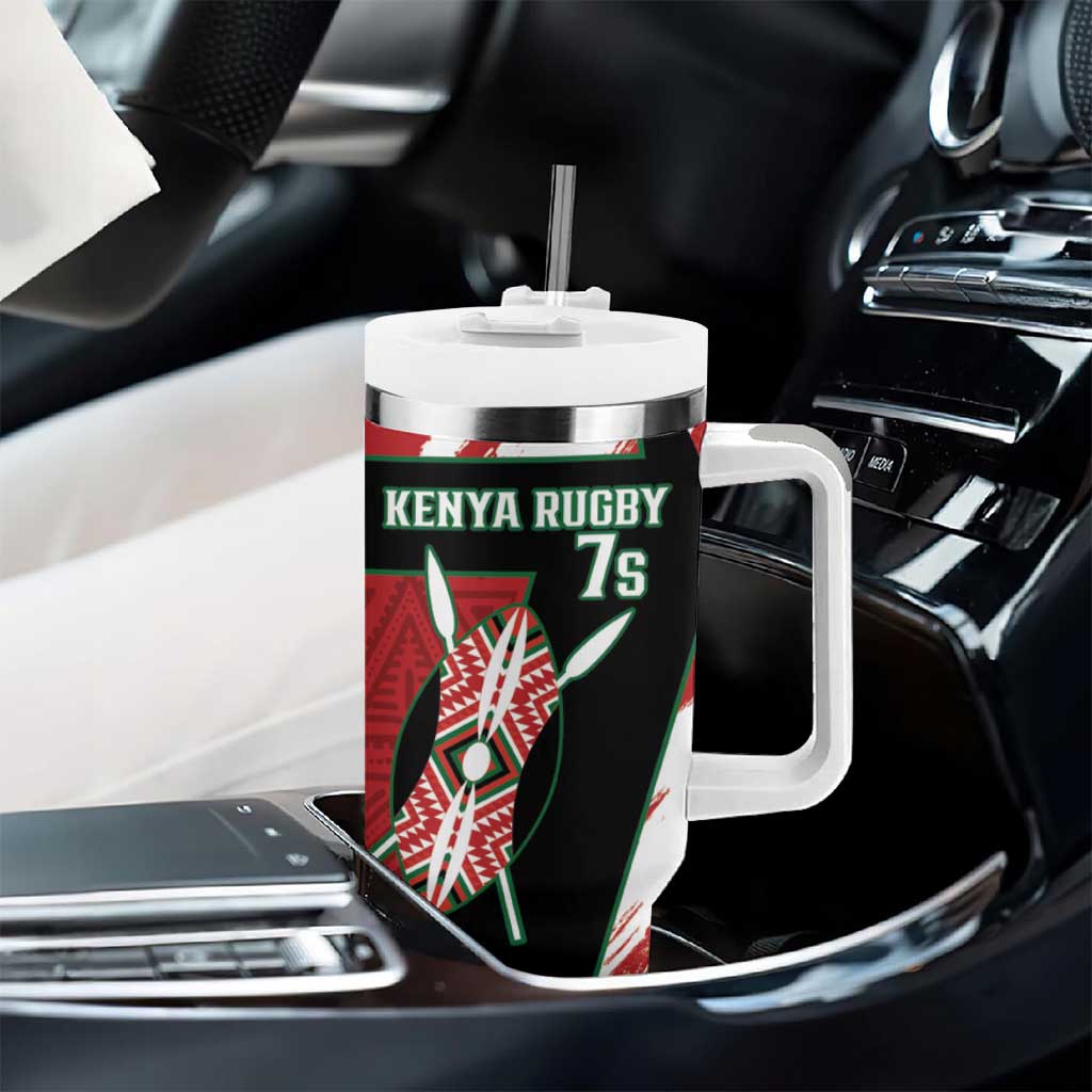 Custom Kenya Rugby Sevens Tumbler With Handle Maasai Shield With African Pattern LT14
