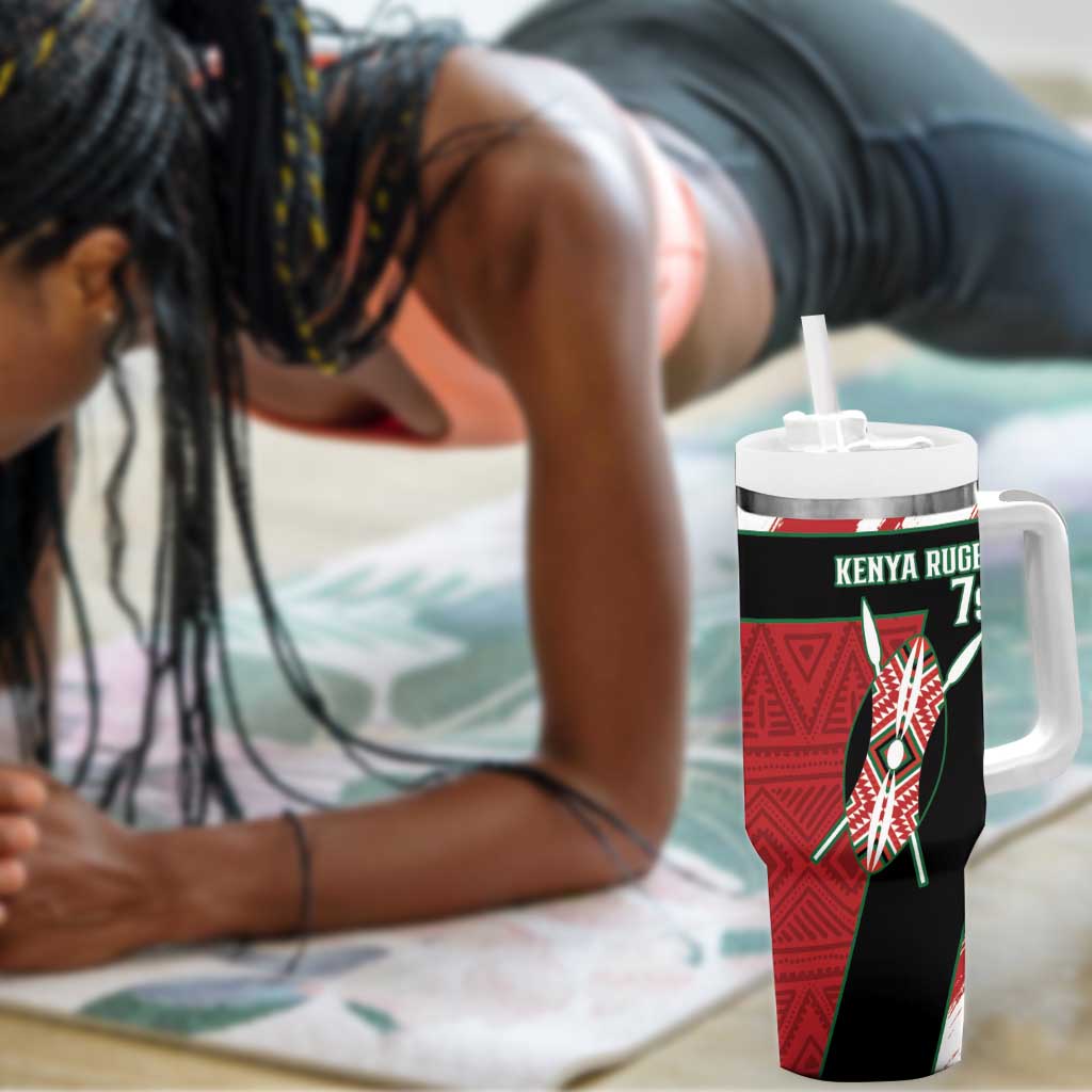 Custom Kenya Rugby Sevens Tumbler With Handle Maasai Shield With African Pattern LT14