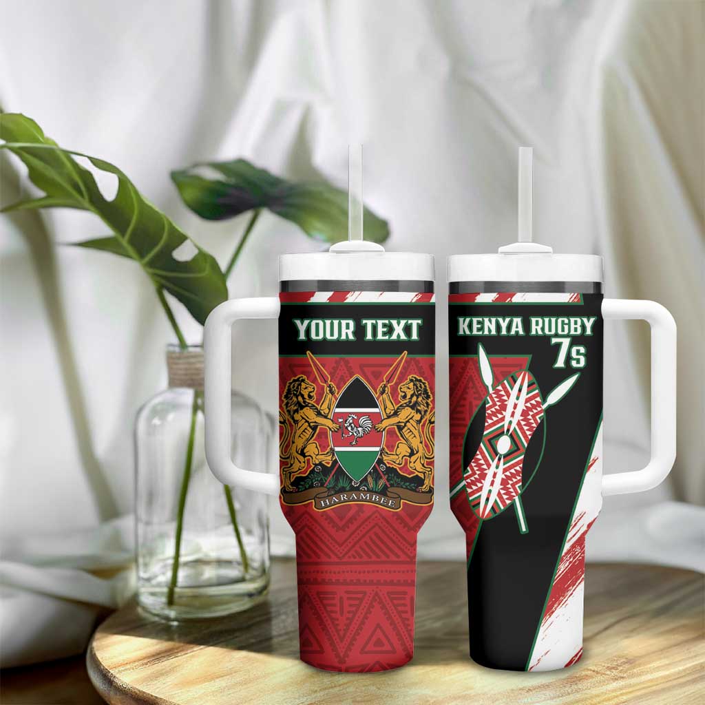 Custom Kenya Rugby Sevens Tumbler With Handle Maasai Shield With African Pattern LT14