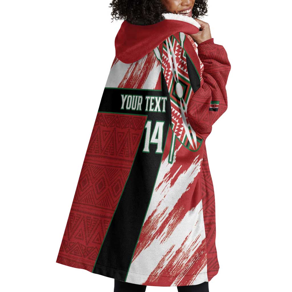 Custom Kenya Rugby Sevens Wearable Blanket Hoodie Maasai Shield With African Pattern LT14