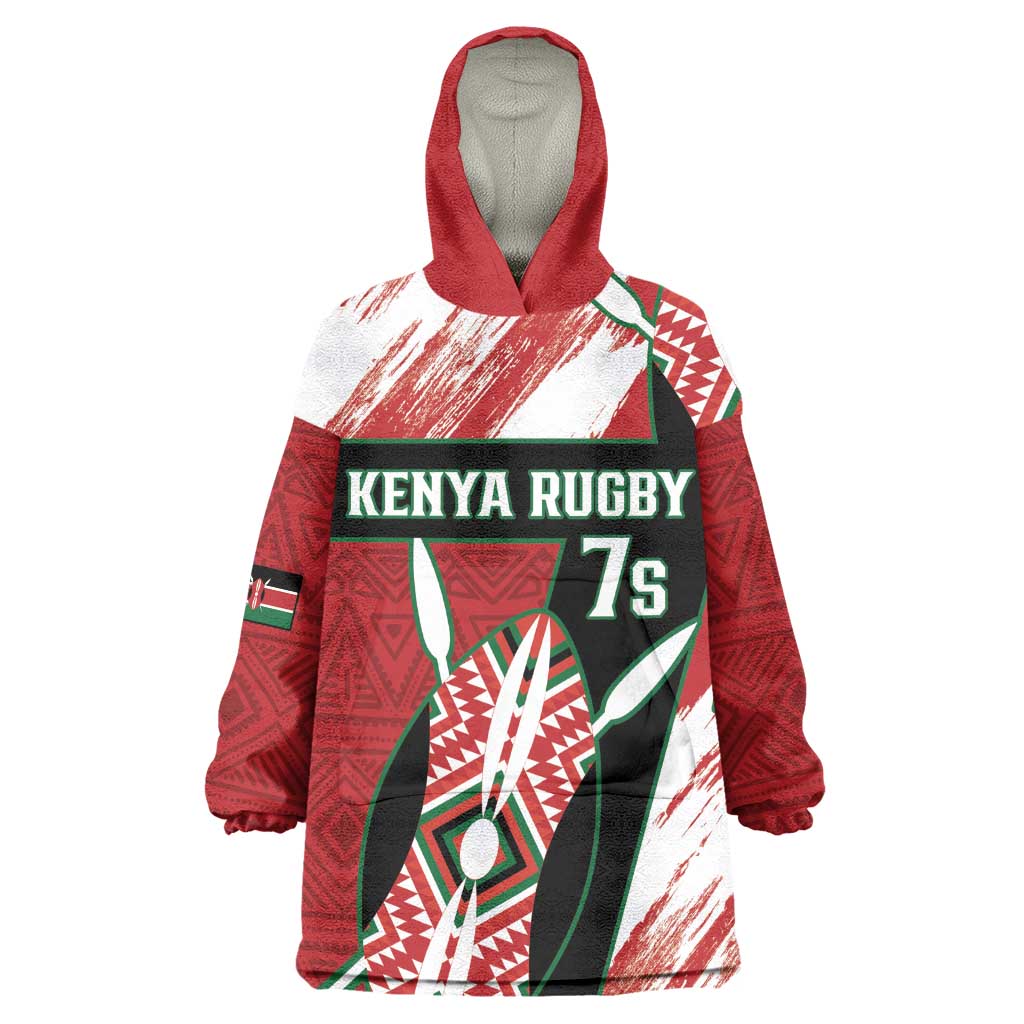 Custom Kenya Rugby Sevens Wearable Blanket Hoodie Maasai Shield With African Pattern LT14