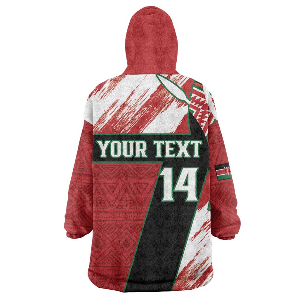 Custom Kenya Rugby Sevens Wearable Blanket Hoodie Maasai Shield With African Pattern LT14