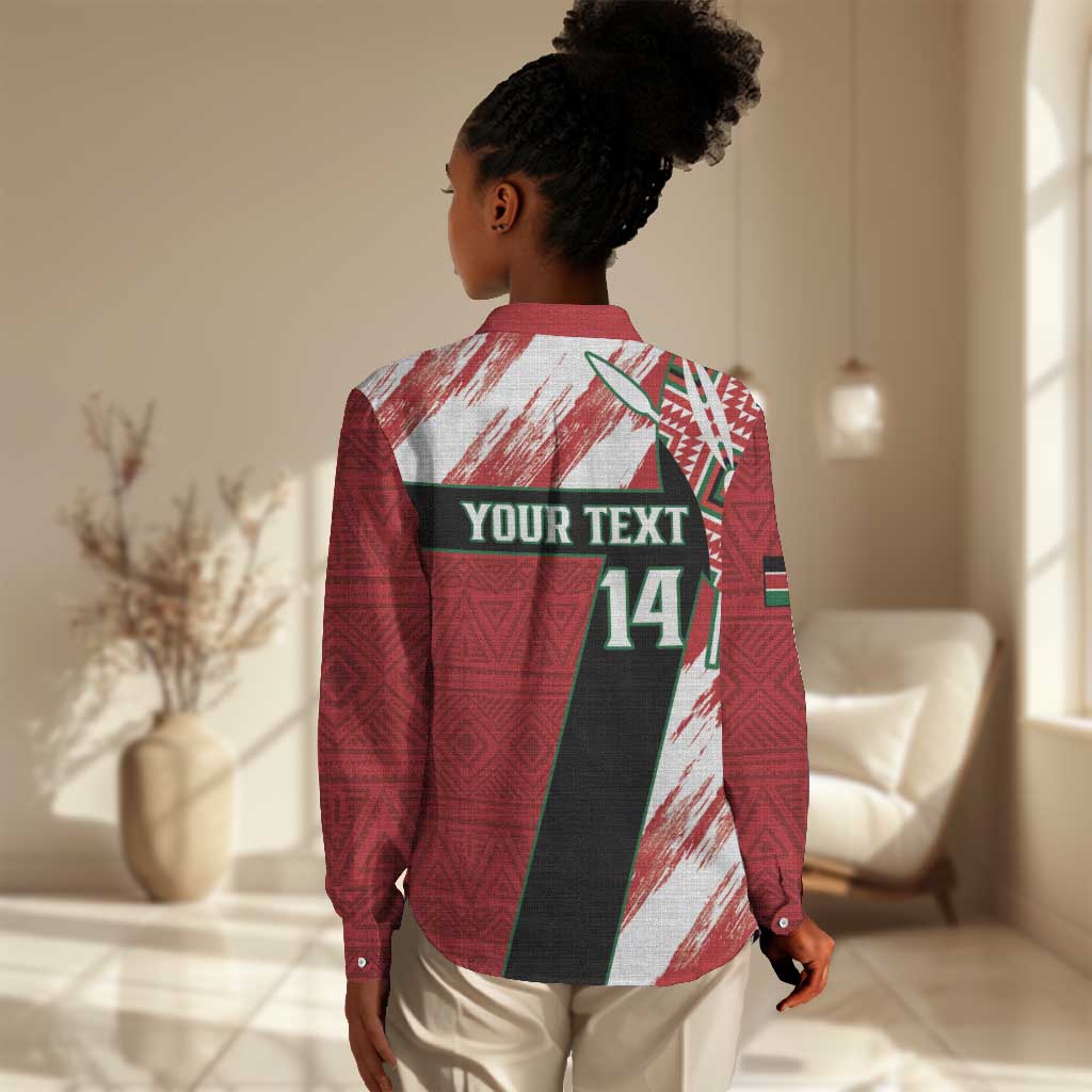 Custom Kenya Rugby Sevens Women Casual Shirt Maasai Shield With African Pattern LT14
