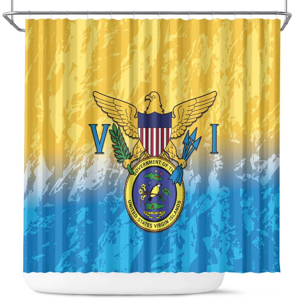 US Virgin Islands Shower Curtain Coat Of Arms Grunge Style LT14