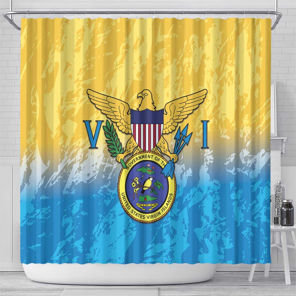 US Virgin Islands Shower Curtain Coat Of Arms Grunge Style LT14