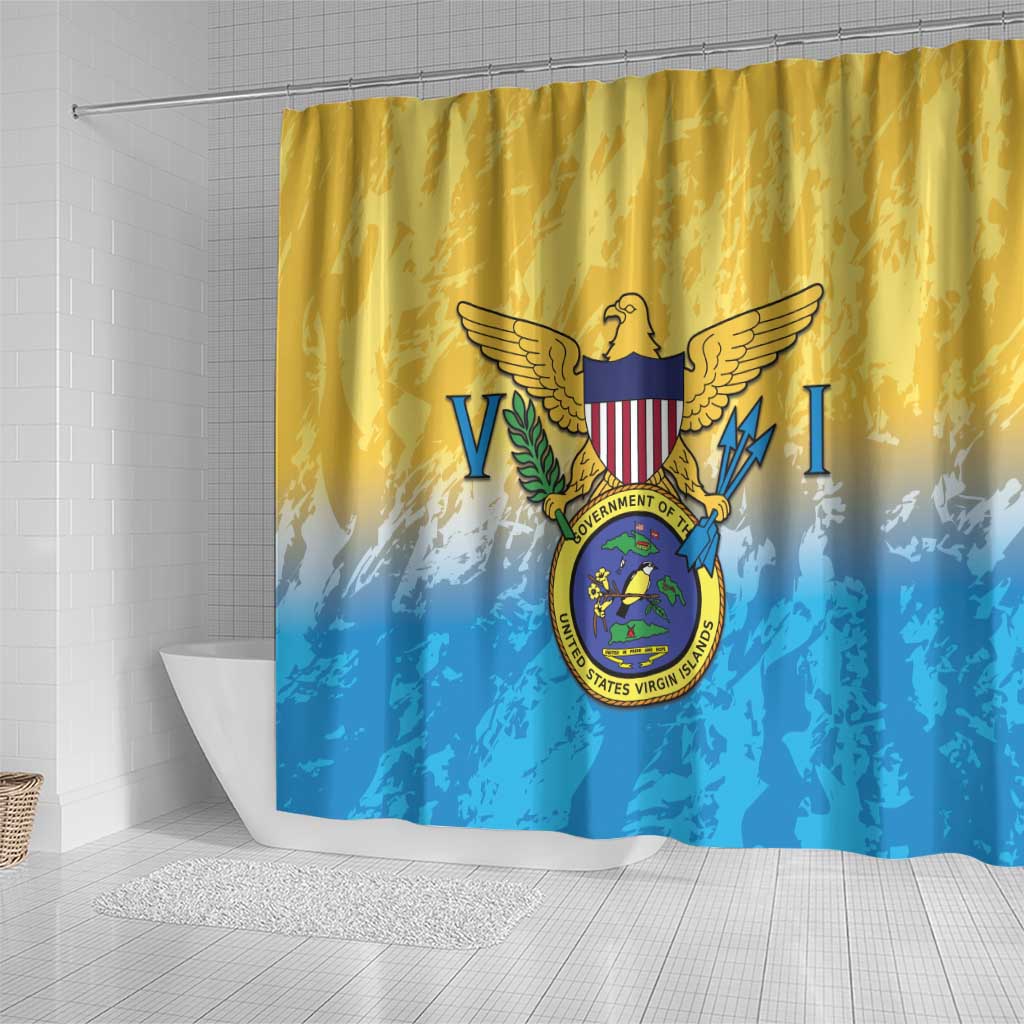 US Virgin Islands Shower Curtain Coat Of Arms Grunge Style LT14