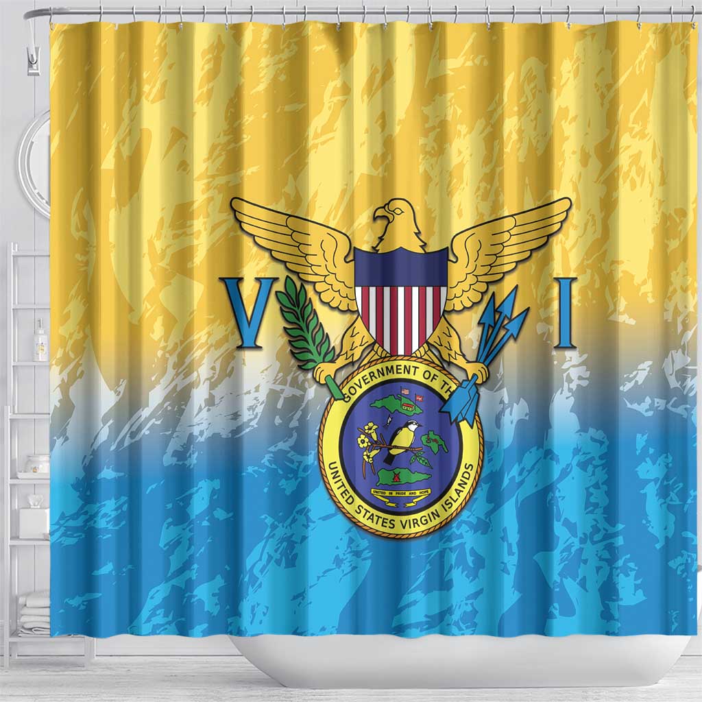 US Virgin Islands Shower Curtain Coat Of Arms Grunge Style LT14