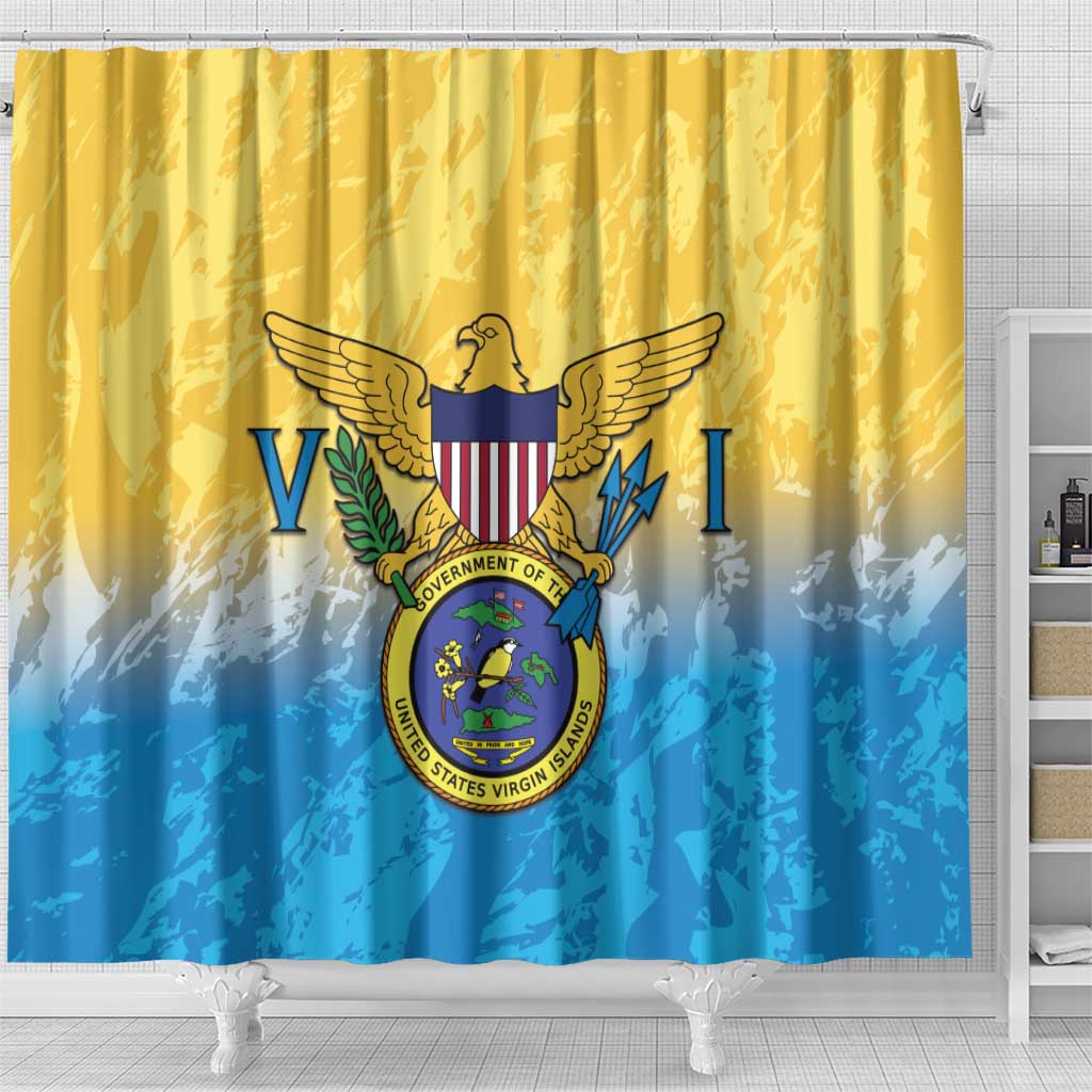 US Virgin Islands Shower Curtain Coat Of Arms Grunge Style LT14