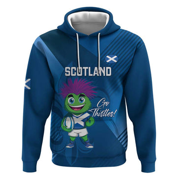 Custom Scotland Rugby 2025 Hoodie Funny Thistle Mascot Go Scottish! LT14