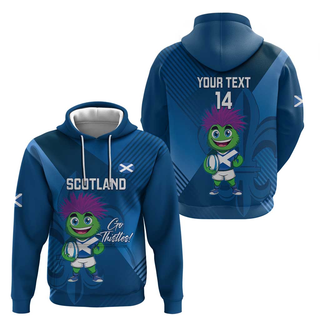 Custom Scotland Rugby 2025 Hoodie Funny Thistle Mascot Go Scottish! LT14