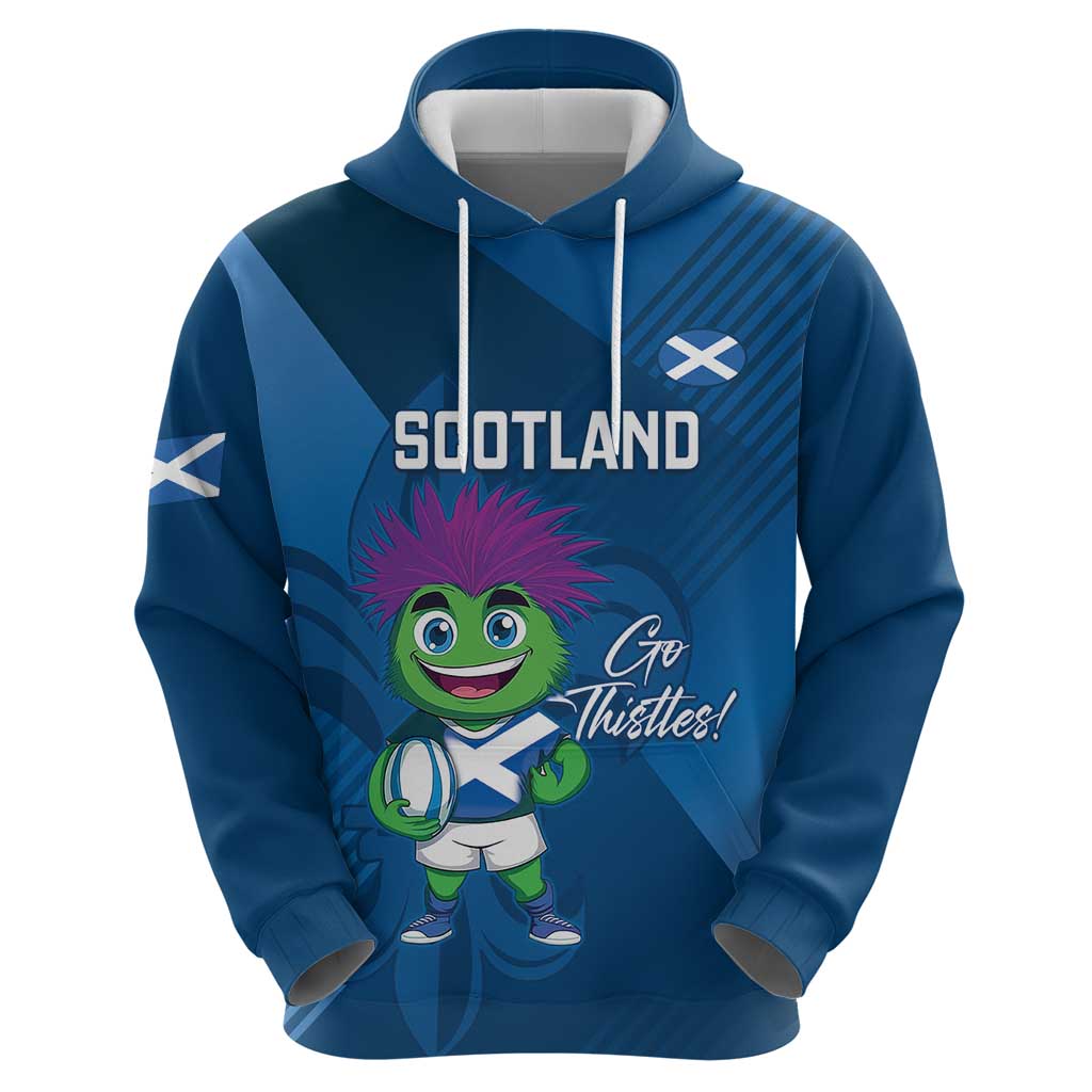 Custom Scotland Rugby 2025 Hoodie Funny Thistle Mascot Go Scottish! LT14