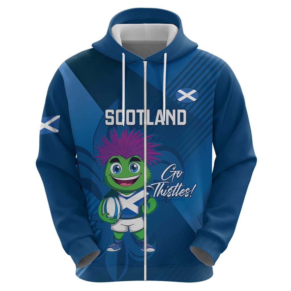 Custom Scotland Rugby 2025 Hoodie Funny Thistle Mascot Go Scottish! LT14