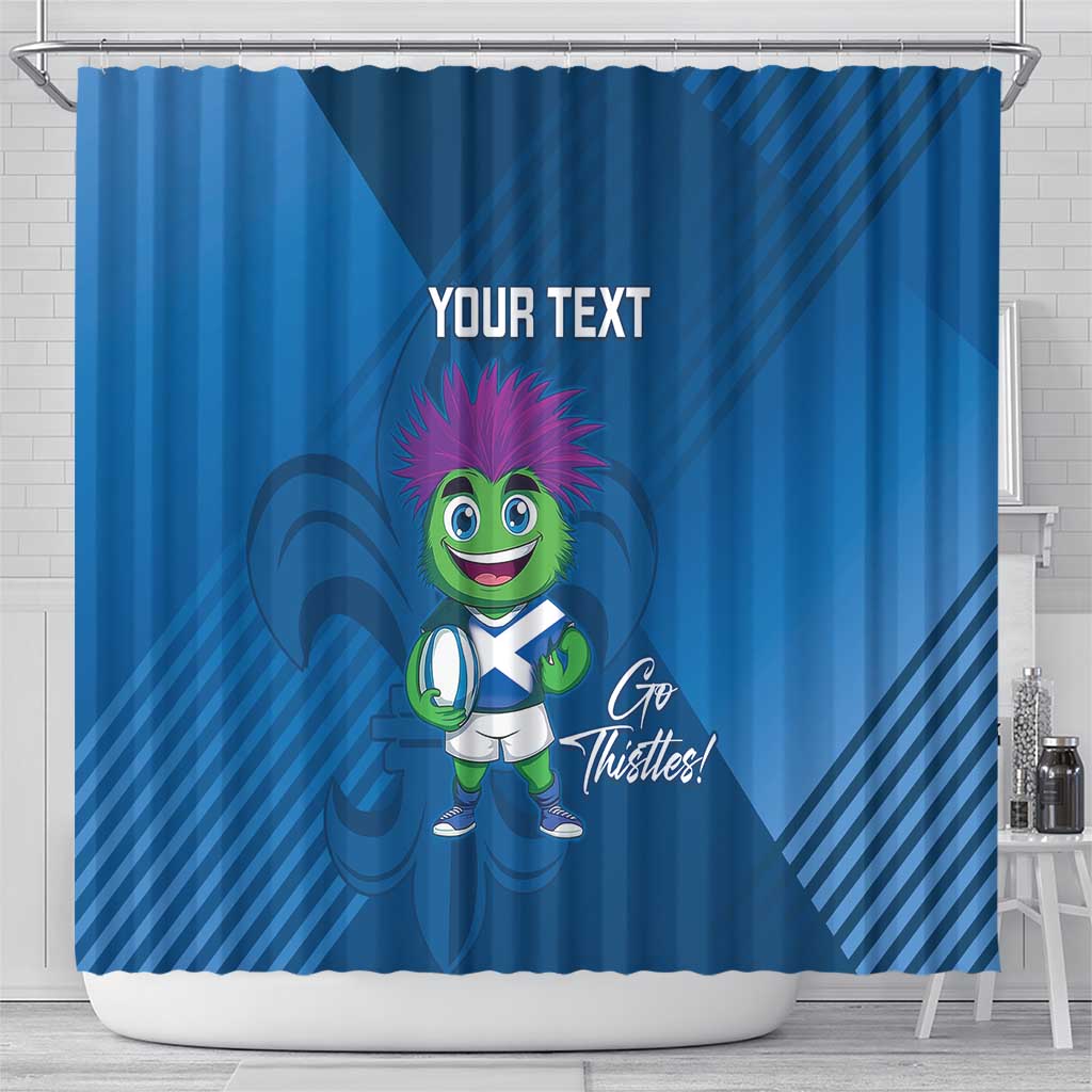 Custom Scotland Rugby 2025 Shower Curtain Funny Thistle Mascot Go Scottish! LT14