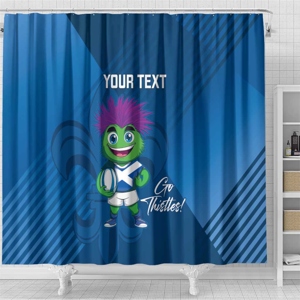 Custom Scotland Rugby 2025 Shower Curtain Funny Thistle Mascot Go Scottish! LT14