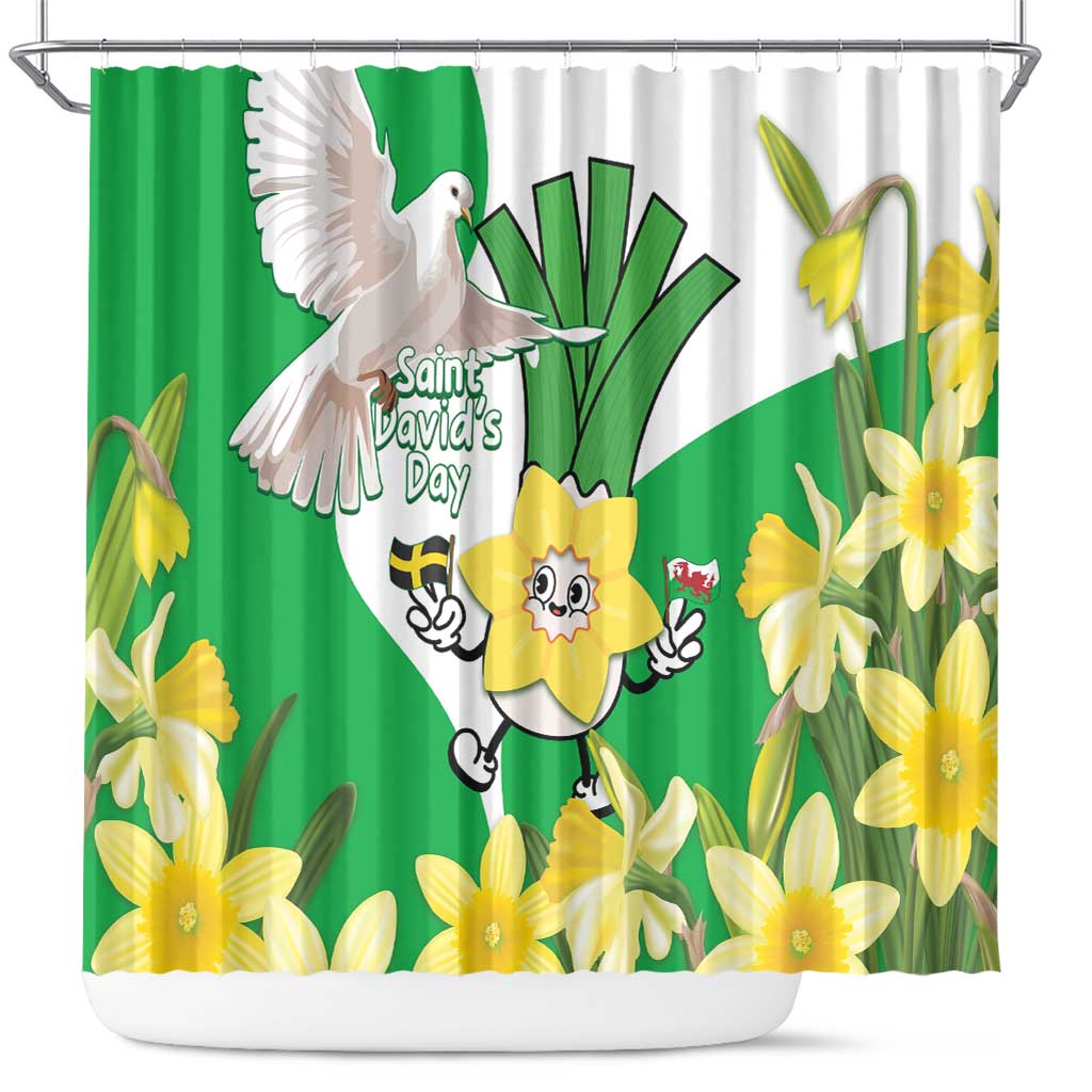 Wales Saint David's Day Shower Curtain Welsh Funny Leek Daffodil LT14