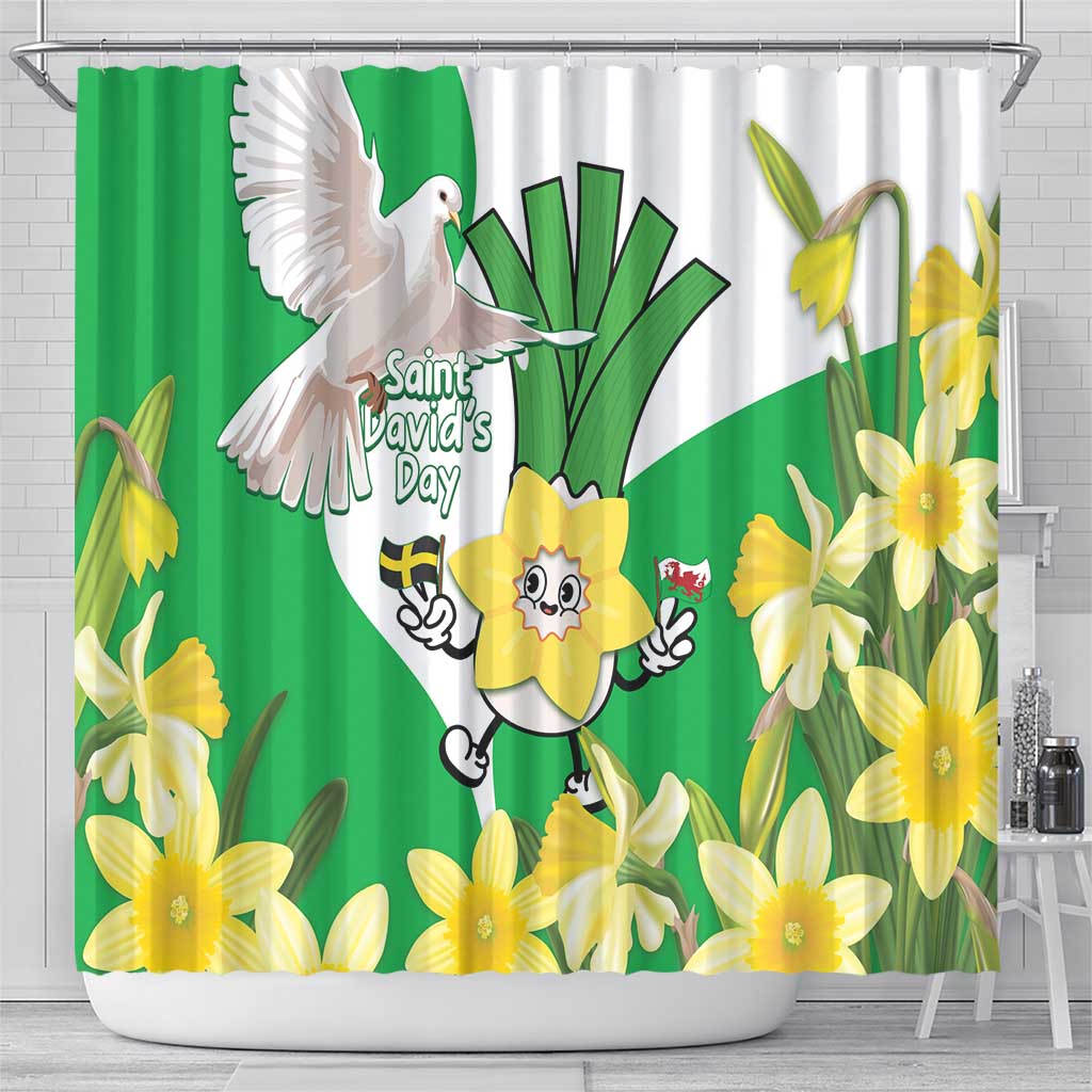 Wales Saint David's Day Shower Curtain Welsh Funny Leek Daffodil LT14