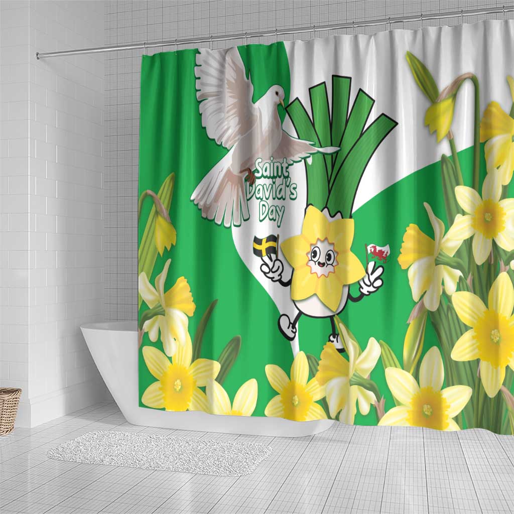 Wales Saint David's Day Shower Curtain Welsh Funny Leek Daffodil LT14