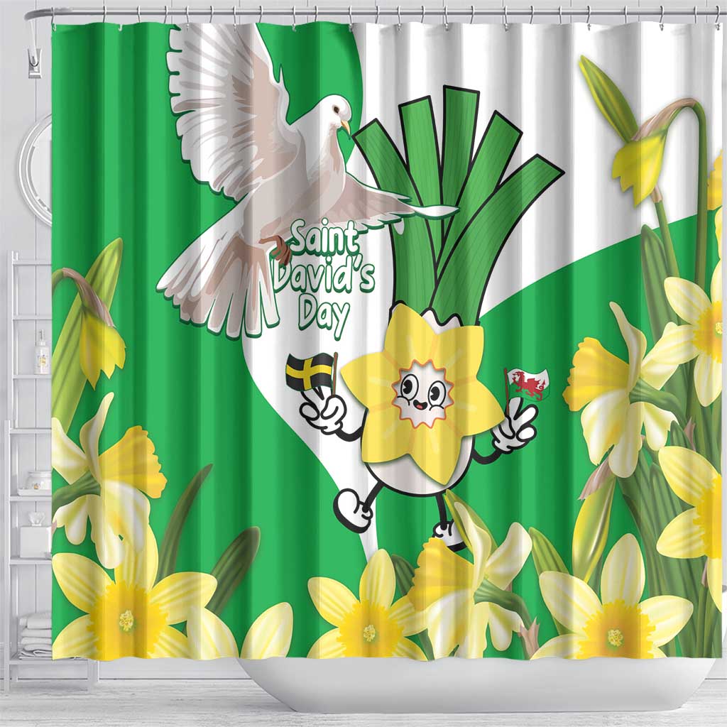 Wales Saint David's Day Shower Curtain Welsh Funny Leek Daffodil LT14
