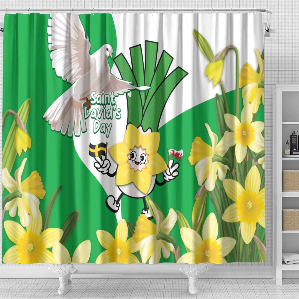 Wales Saint David's Day Shower Curtain Welsh Funny Leek Daffodil LT14
