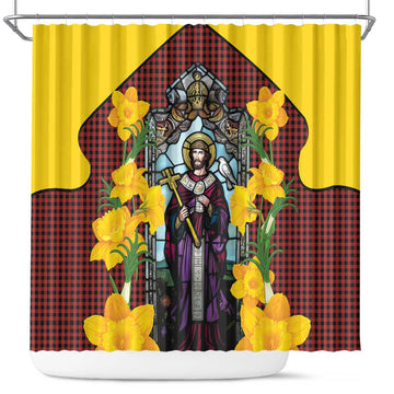 Welsh Dewi Sant Shower Curtain Saint David With Daffodil LT14