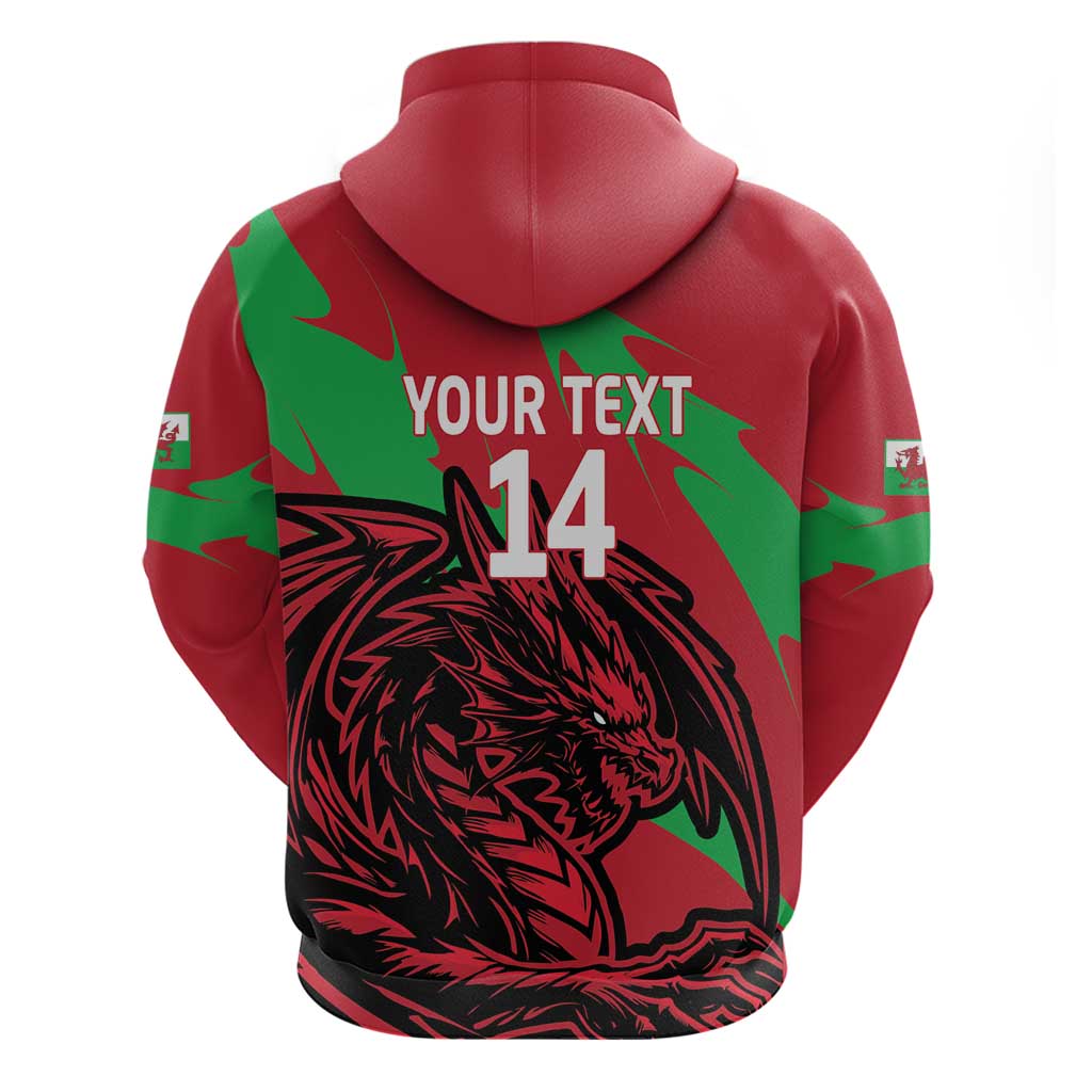 Custom Wales Football Hoodie 2025 Welsh Y Dreigiau LT14