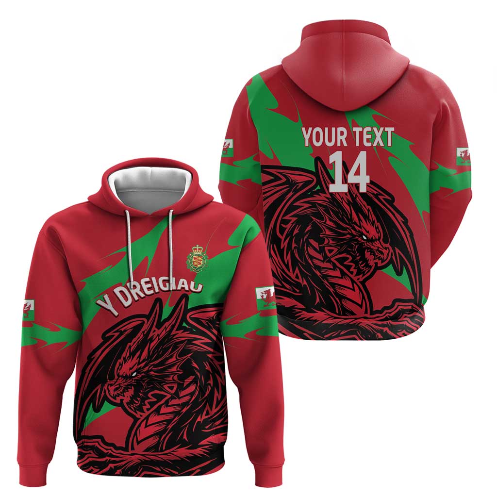 Custom Wales Football Hoodie 2025 Welsh Y Dreigiau LT14