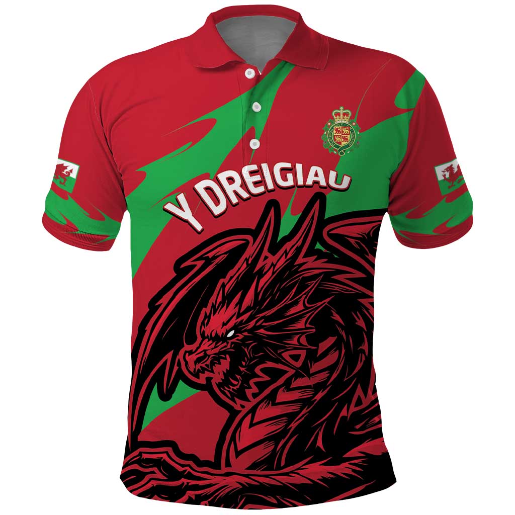 Custom Wales Football Polo Shirt 2025 Welsh Y Dreigiau LT14