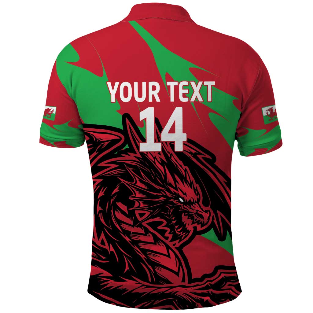 Custom Wales Football Polo Shirt 2025 Welsh Y Dreigiau LT14