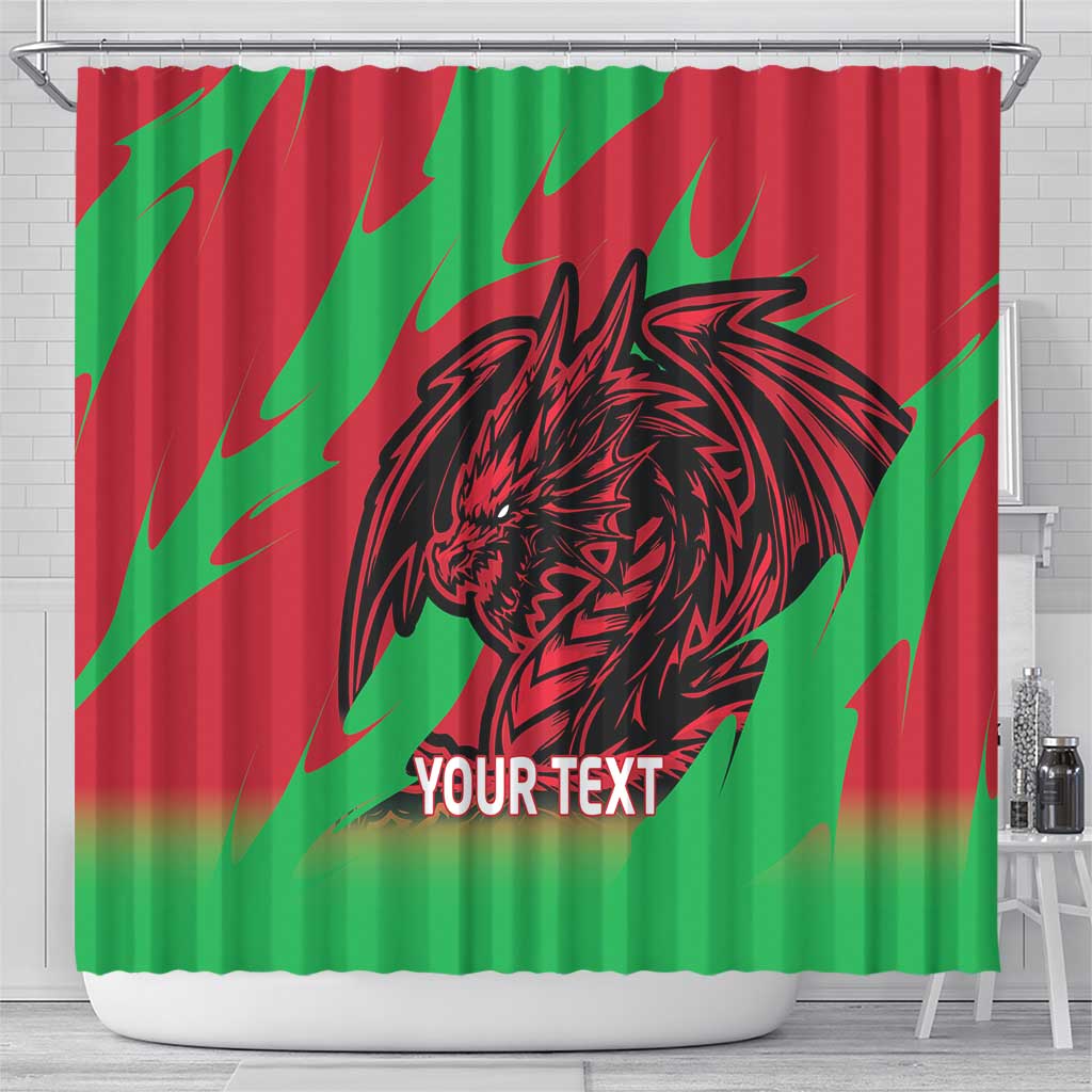 Custom Wales Football Shower Curtain 2025 Welsh Y Dreigiau LT14
