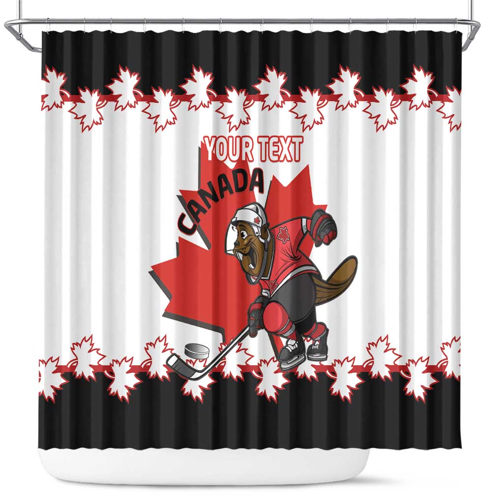 Custom Canada Ice Hockey Shower Curtain 2025 Go Champions Funny Beaver Mascot LT14