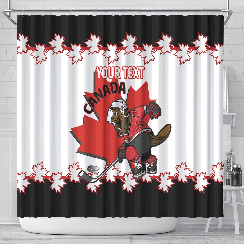 Custom Canada Ice Hockey Shower Curtain 2025 Go Champions Funny Beaver Mascot LT14