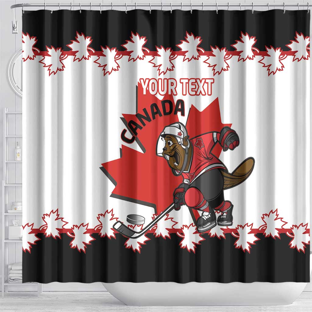 Custom Canada Ice Hockey Shower Curtain 2025 Go Champions Funny Beaver Mascot LT14
