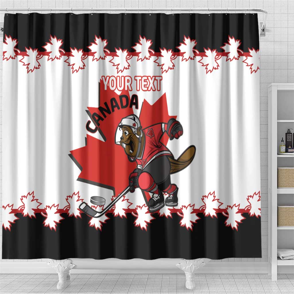 Custom Canada Ice Hockey Shower Curtain 2025 Go Champions Funny Beaver Mascot LT14