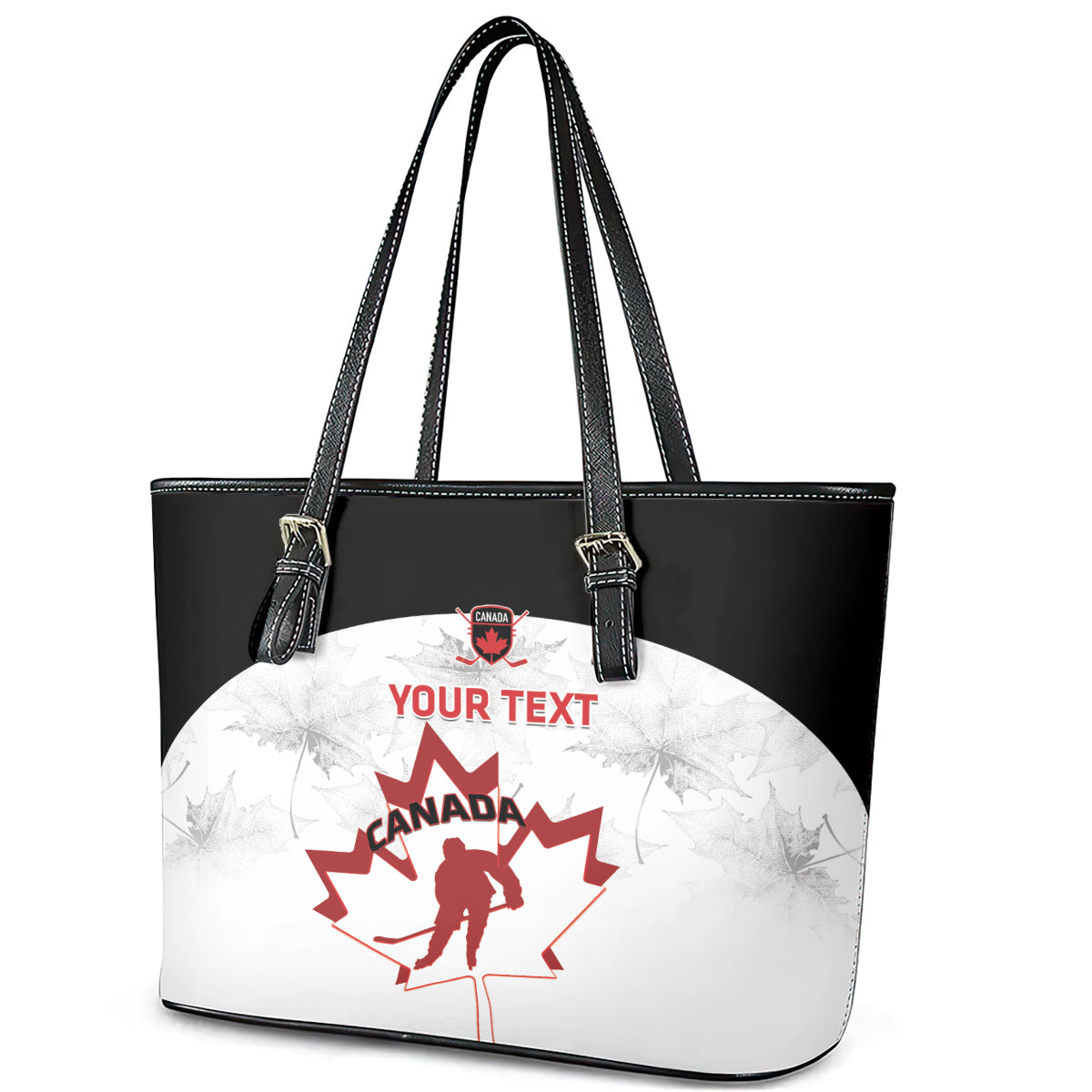 Custom Canada Hockey Leather Tote Bag 2024 Go Maple Leaf LT14
