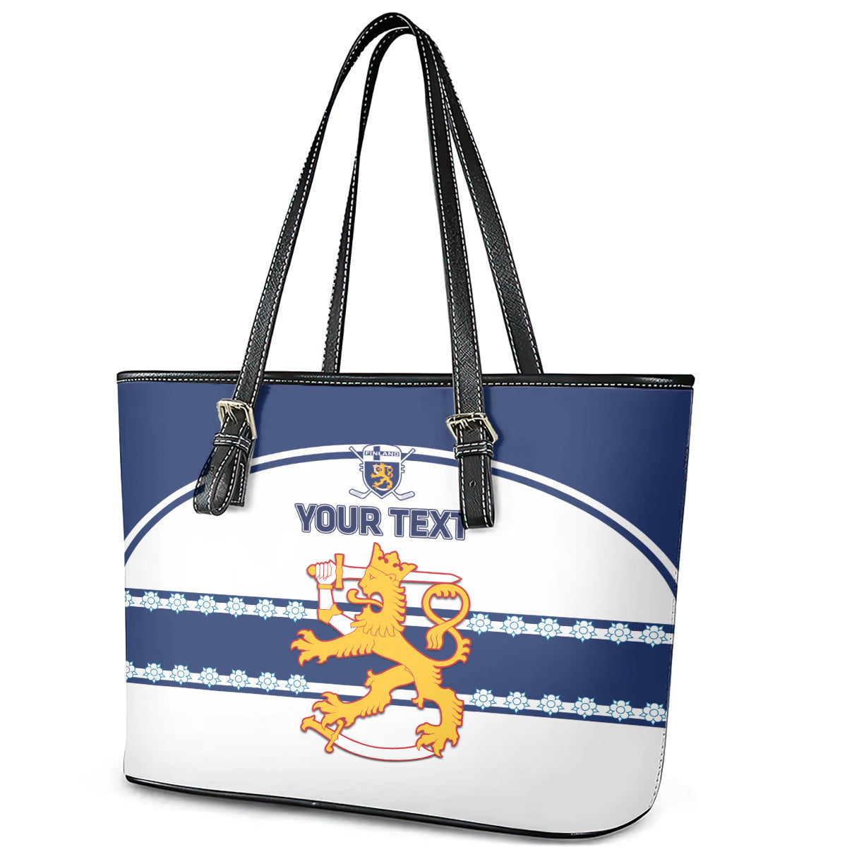 Custom Finland Hockey Leather Tote Bag 2024 Go Suomi LT14