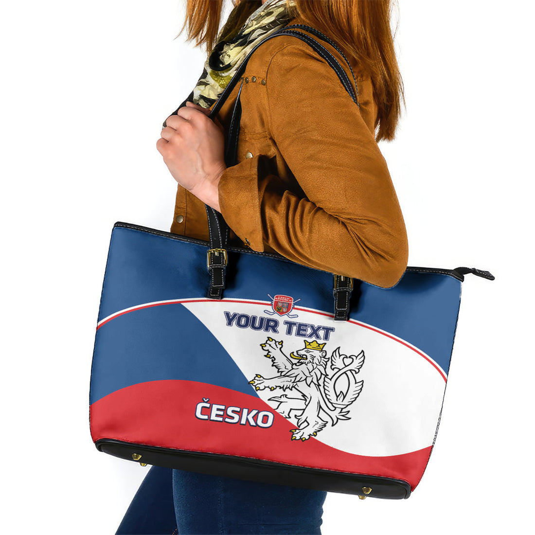 Custom Czech Republic Hockey Leather Tote Bag 2024 Go Czechia LT14