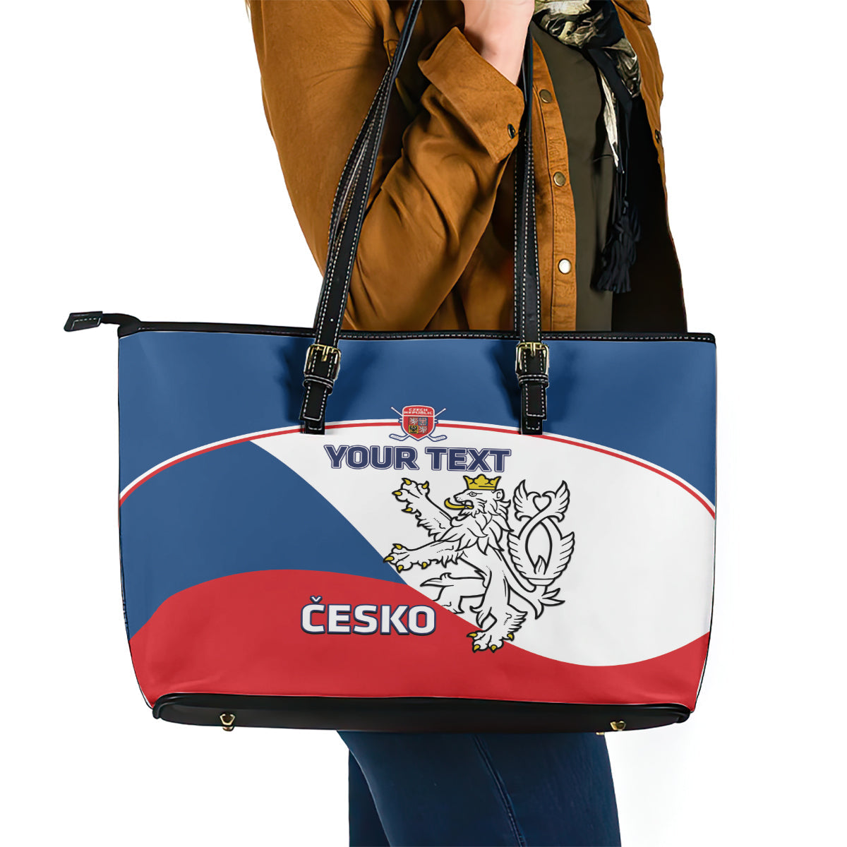 Custom Czech Republic Hockey Leather Tote Bag 2024 Go Czechia LT14