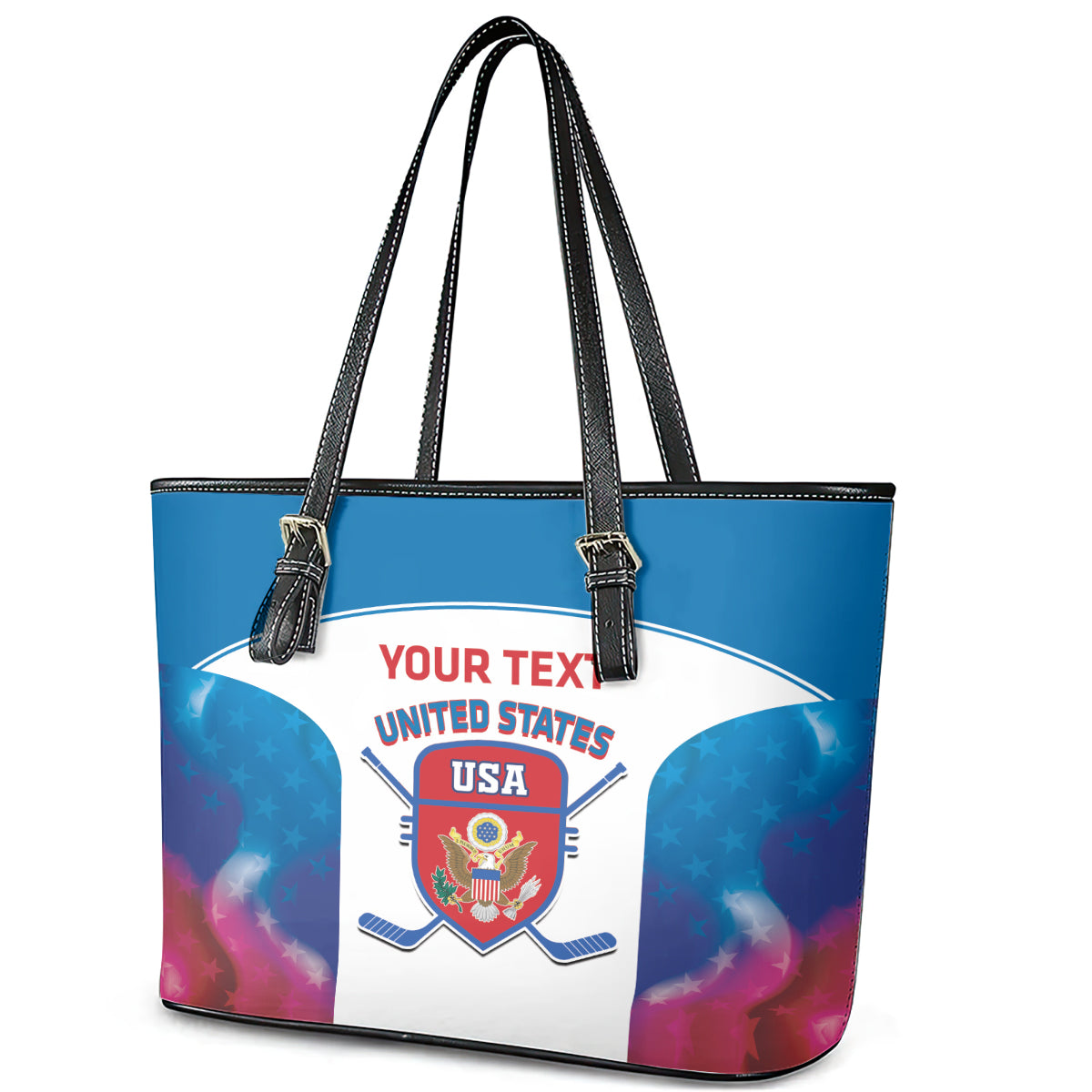 Custom United States Hockey Leather Tote Bag 2024 Go USA LT14
