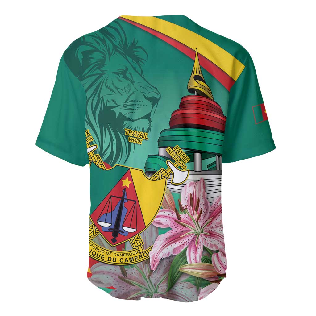 Monument de la Reunification Cameroun Baseball Jersey Coat Of Arms With Lily Flowers LT14