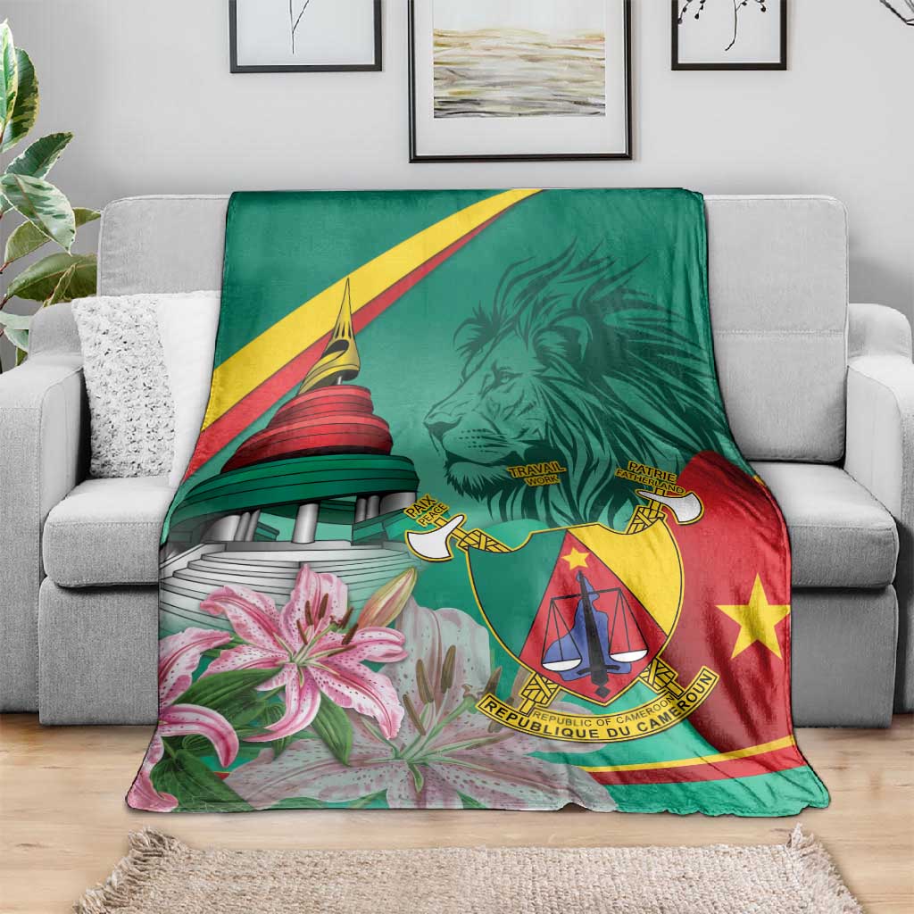 Monument de la Reunification Cameroun Blanket Coat Of Arms With Lily Flowers LT14